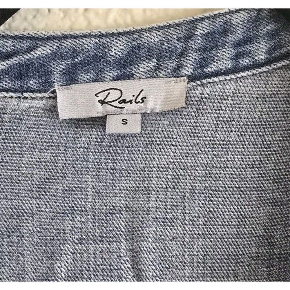 Rails Denim Dress Women's Size S Mid Blue Tencel Midi Flutter Sleeve Snap Button - Picture 3 of 9